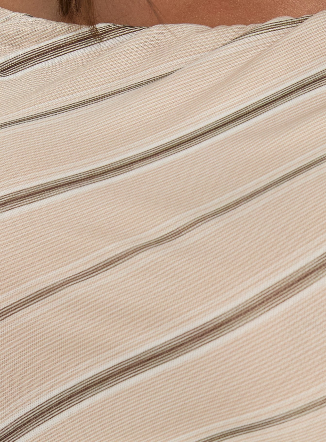 Jamyma Asymmetrical Mini Dress Beige Stripe