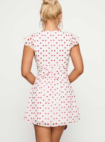 I Guess So Mini Dress White / Burgundy