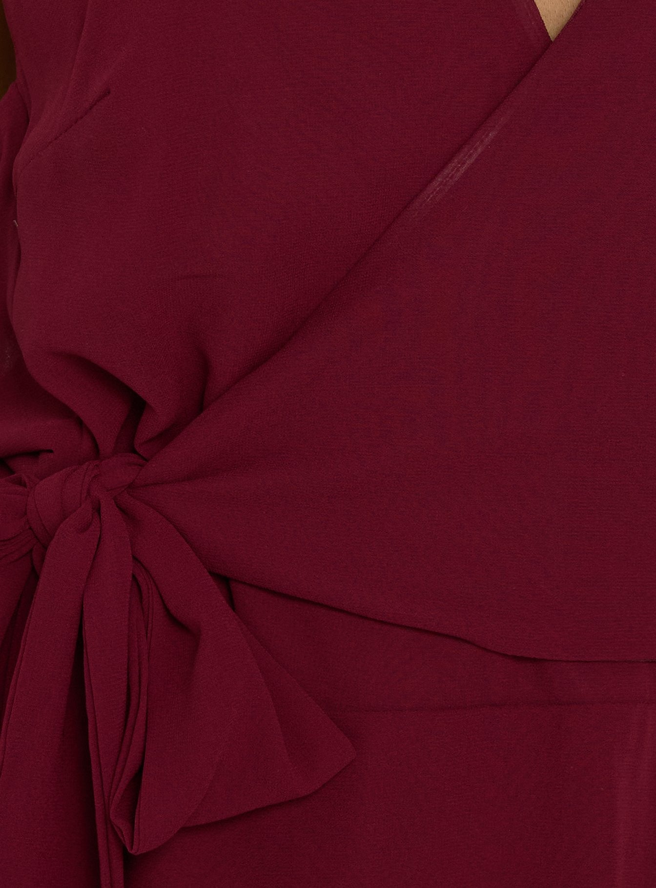Dream Of Me Wrap Halter Mini Dress Burgundy