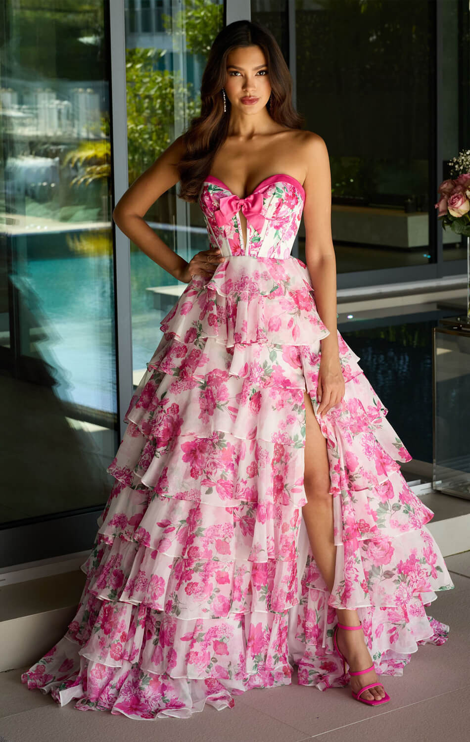 42207 Ava Presley Strapless Floral Ball Gown