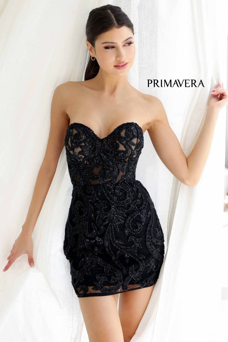 4227 Primavera Beaded Sweetheart Corset Mini Dress