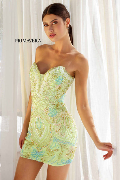 4243 Primavera Vintage Style Strapless Beaded Dress