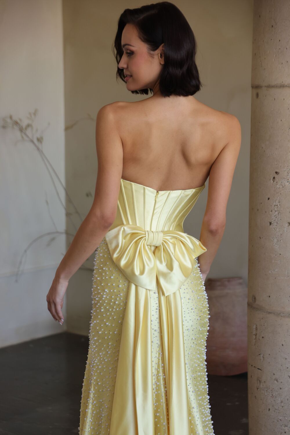 42513 Ava Presley Pearl Corset Dress with Back Bow