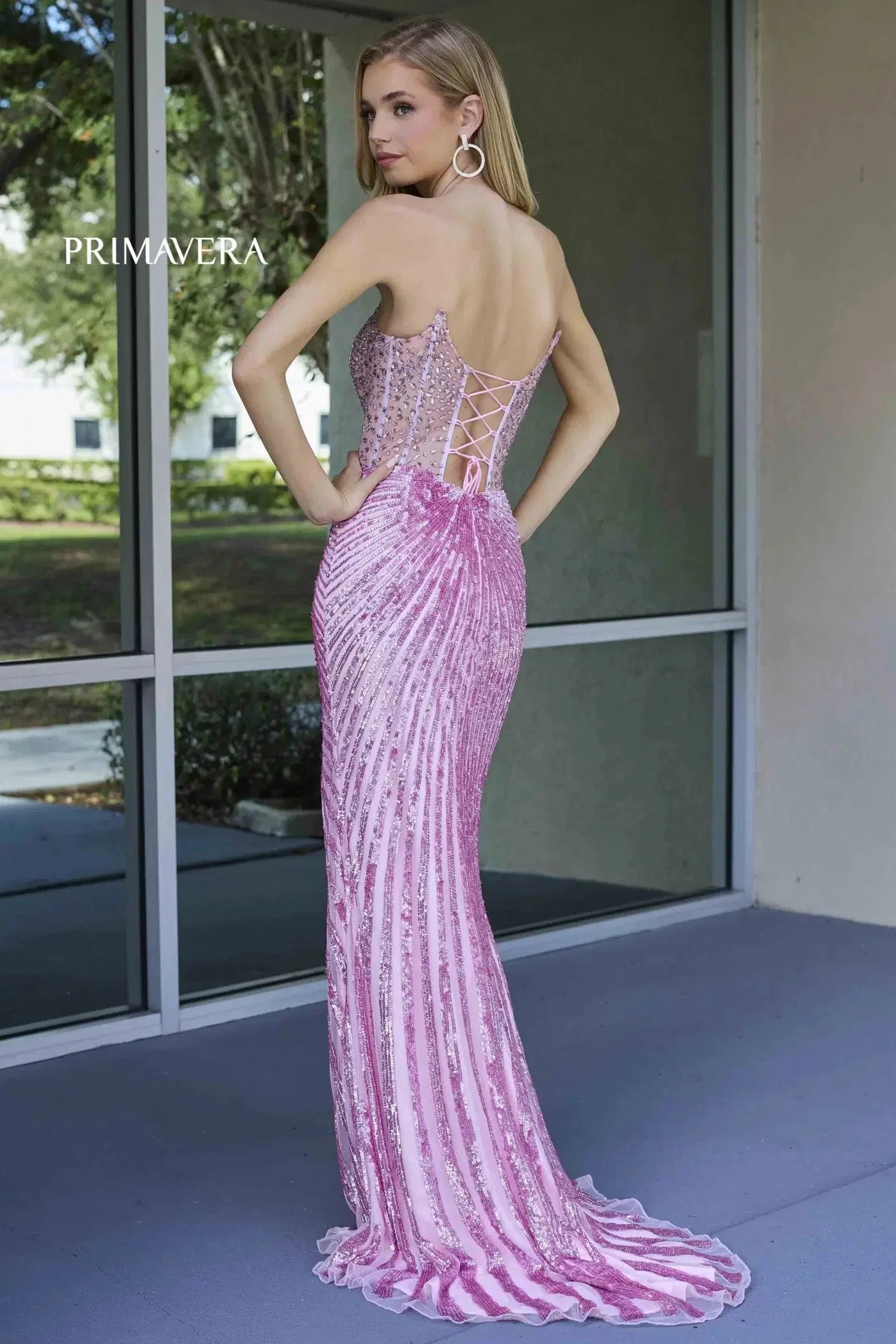 4304 Primavera Strapless Beaded Evening Gown