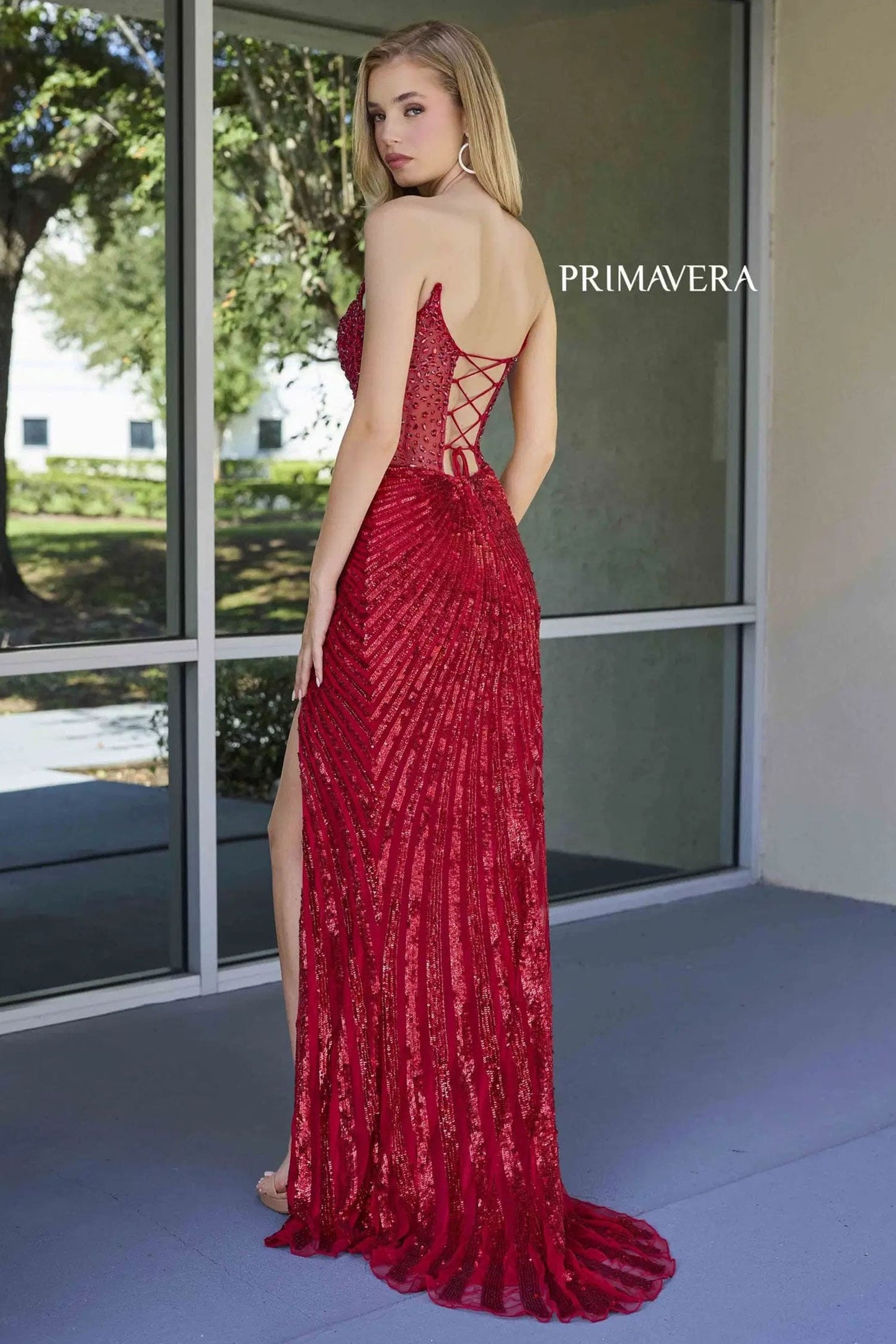 4304 Primavera Strapless Beaded Evening Gown