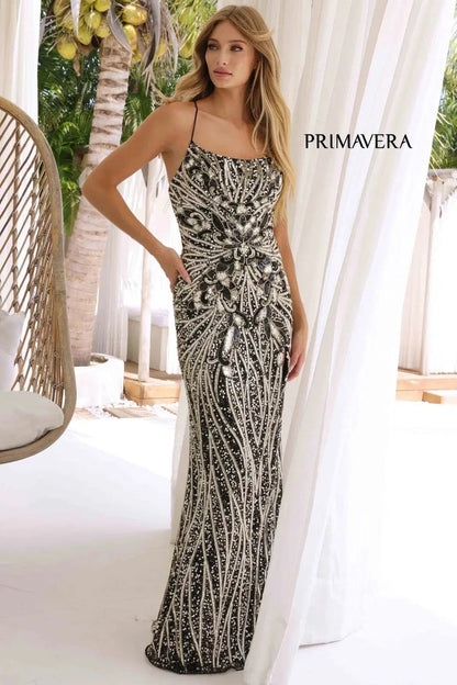 4319 Primavera Long Beaded Evening Gown