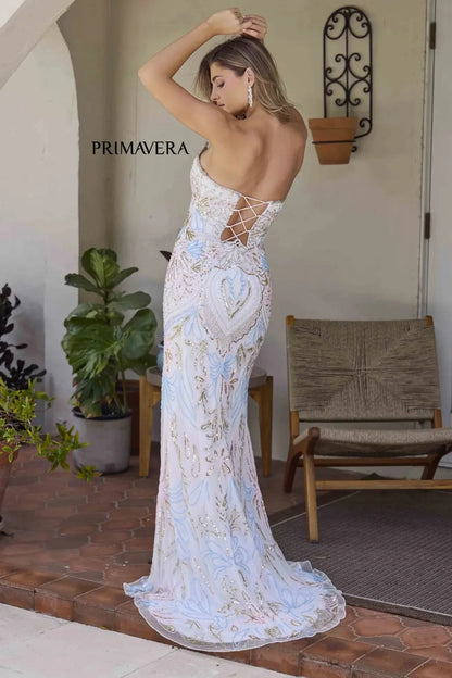 4382 Primavera Strapless Beaded Sequin Gown