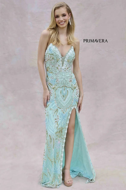 4382 Primavera Strapless Beaded Sequin Gown