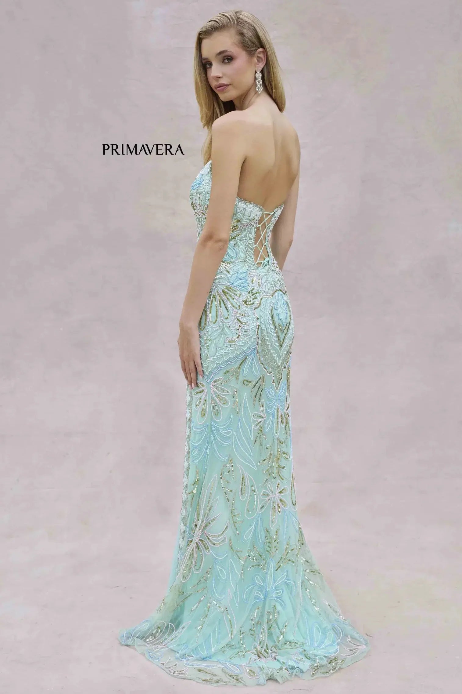 4382 Primavera Strapless Beaded Sequin Gown