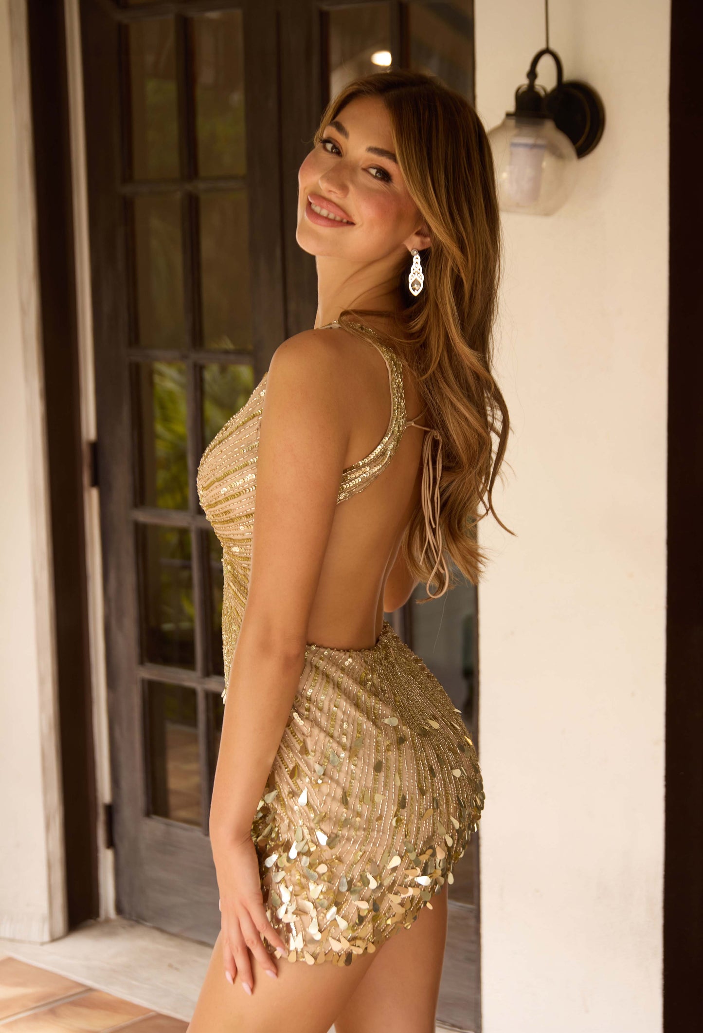 4417 Primavera Starburst Beaded Cocktail Dress