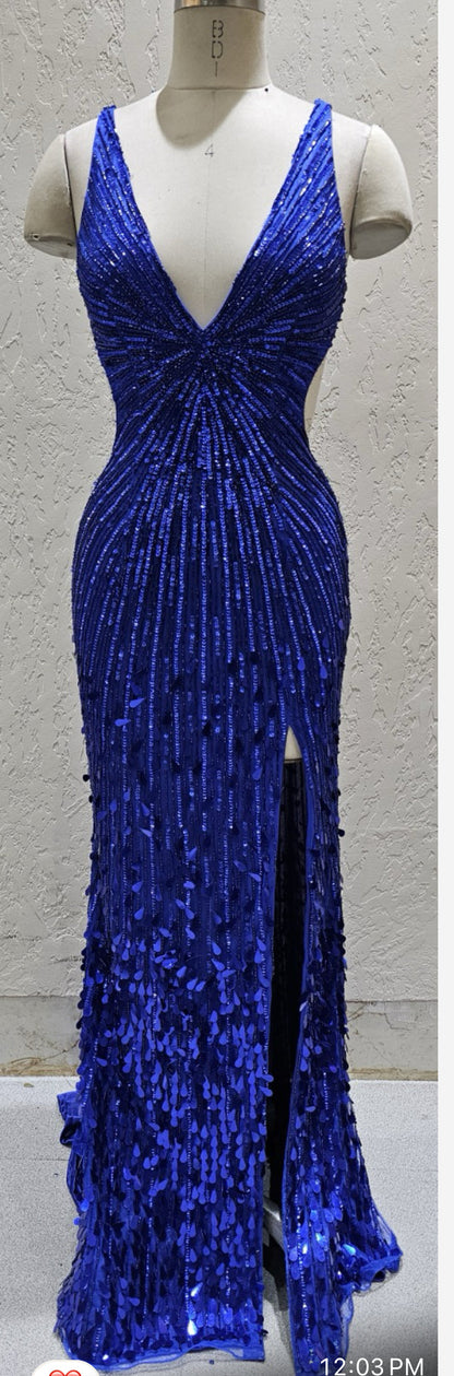 4527 Primavera Beaded Gown with Open Back