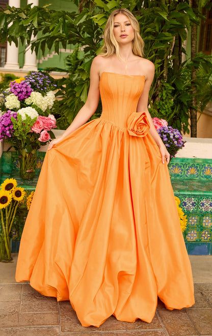 47204 Ava Presley Taffeta Ball Gown With Rosette Detail