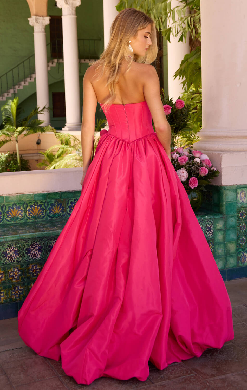 47204 Ava Presley Taffeta Ball Gown With Rosette Detail