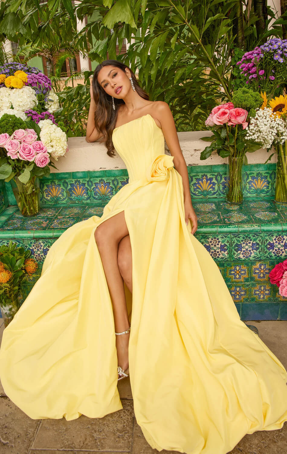 47204 Ava Presley Taffeta Ball Gown With Rosette Detail