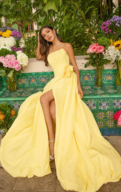 47204 Ava Presley Taffeta Ball Gown With Rosette Detail