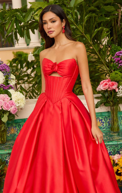 47223 Ava Presley Satin Ball Gown With Corset Bodice