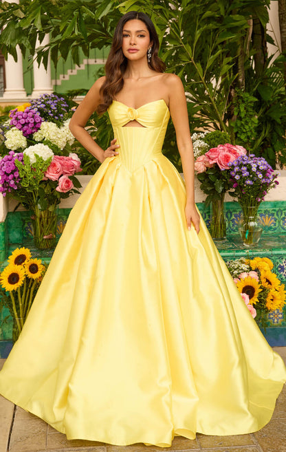 47223 Ava Presley Satin Ball Gown With Corset Bodice