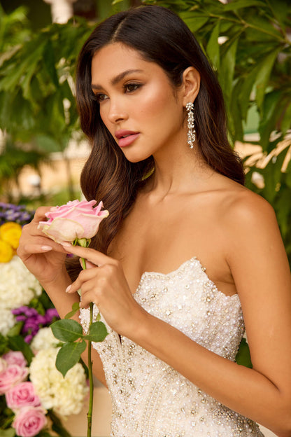 47244 Ava Presley Strapless Beaded Evening Gown