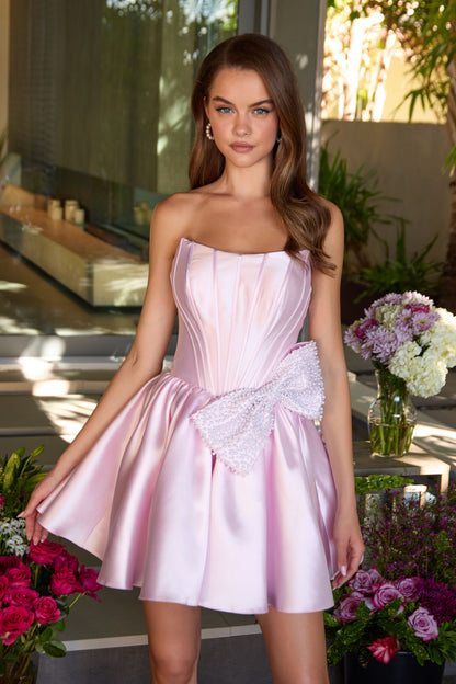 47298 Ava Presley Cocktail Dress With Embellished Bow