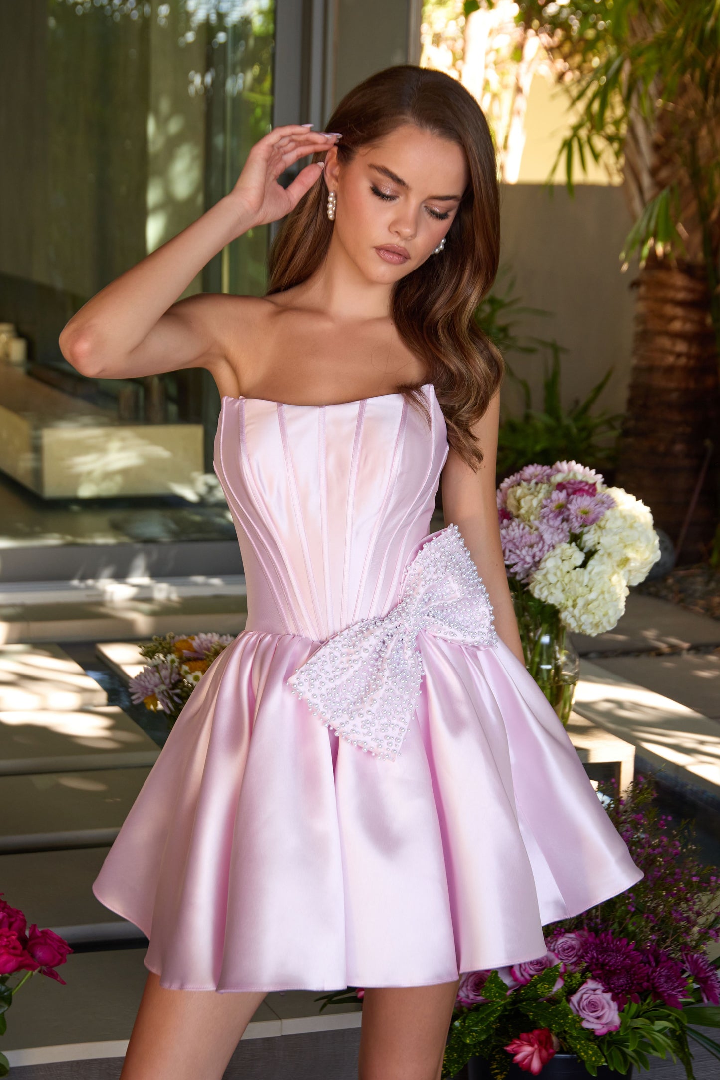 47298 Ava Presley Cocktail Dress With Embellished Bow