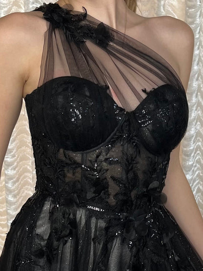 A1053 Leila One Shoulder A- Tulle Gown Andrea & Leo