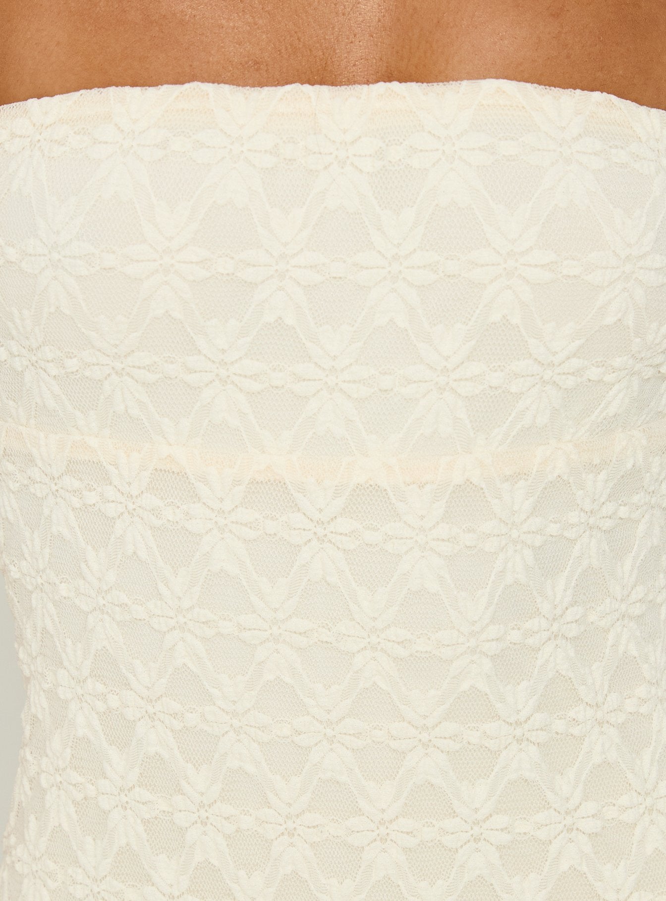Aryela Strapless Textured Maxi Dress Cream