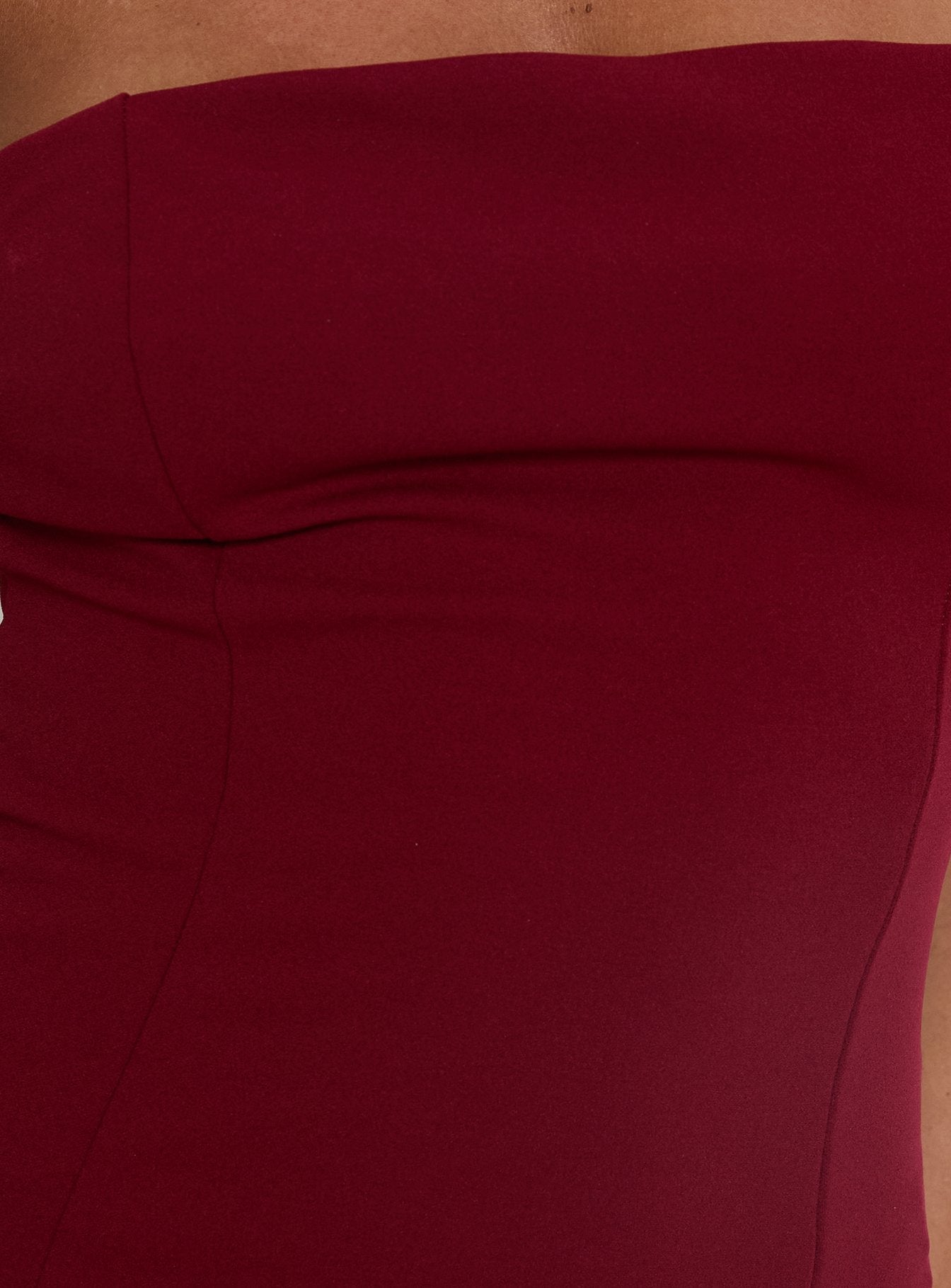 Diamanti Strapless High Slit Maxi Dress Burgundy