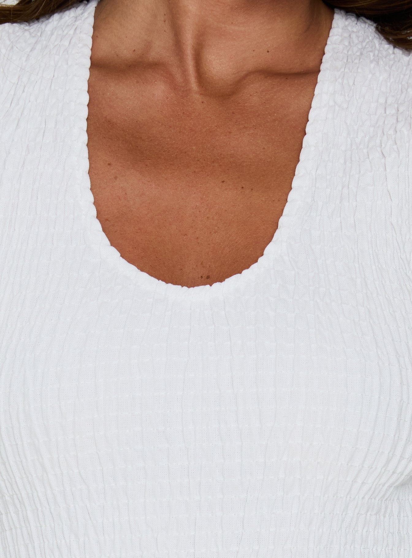 Highgate Drop Waist Pleat Detail Maxi Dress White
