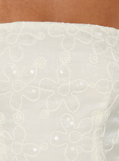 We Made It Strapless Sequin Mini Dress Cream