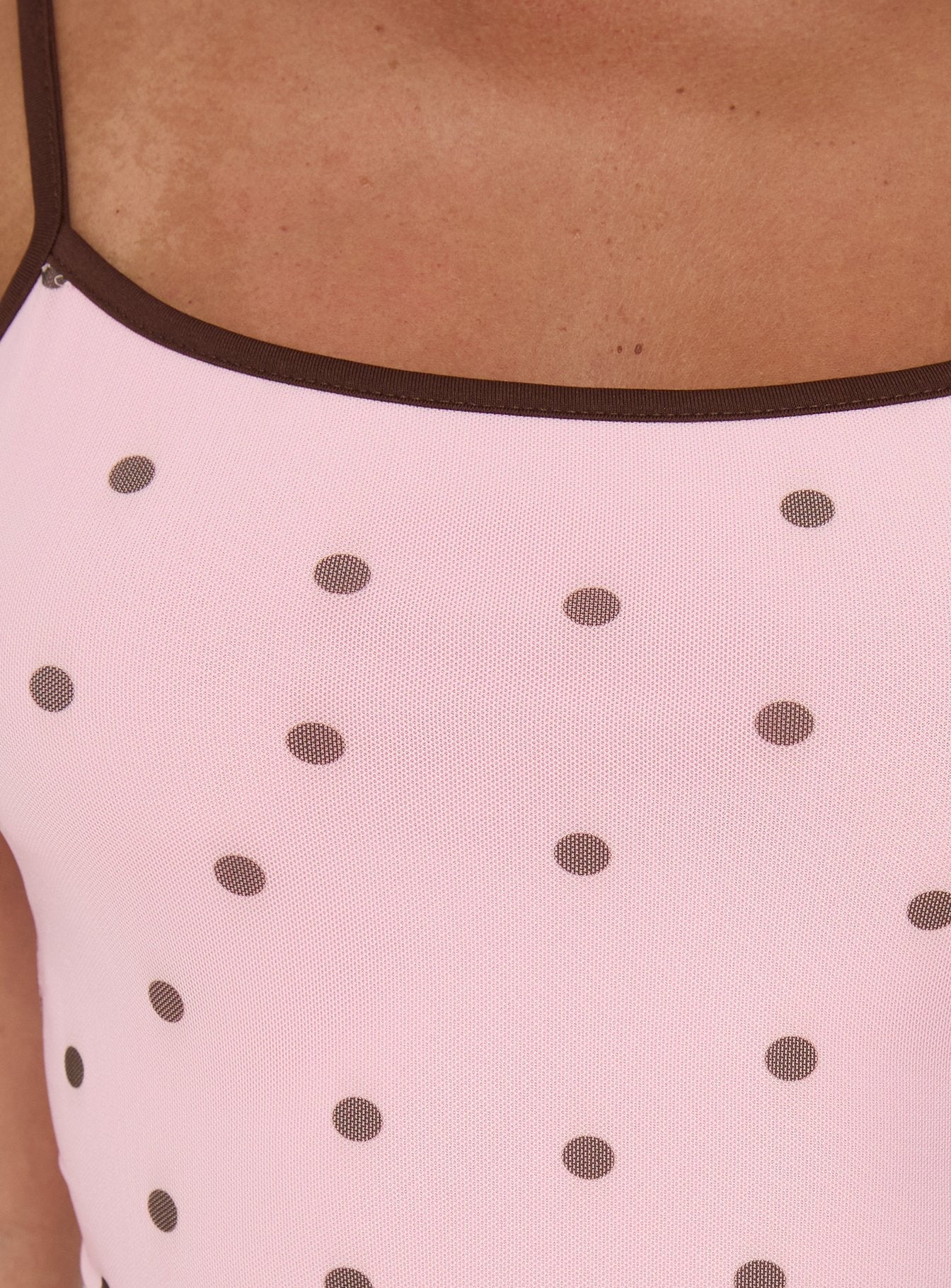 Isa Square Neck Mini Dress Pink Polka Dot