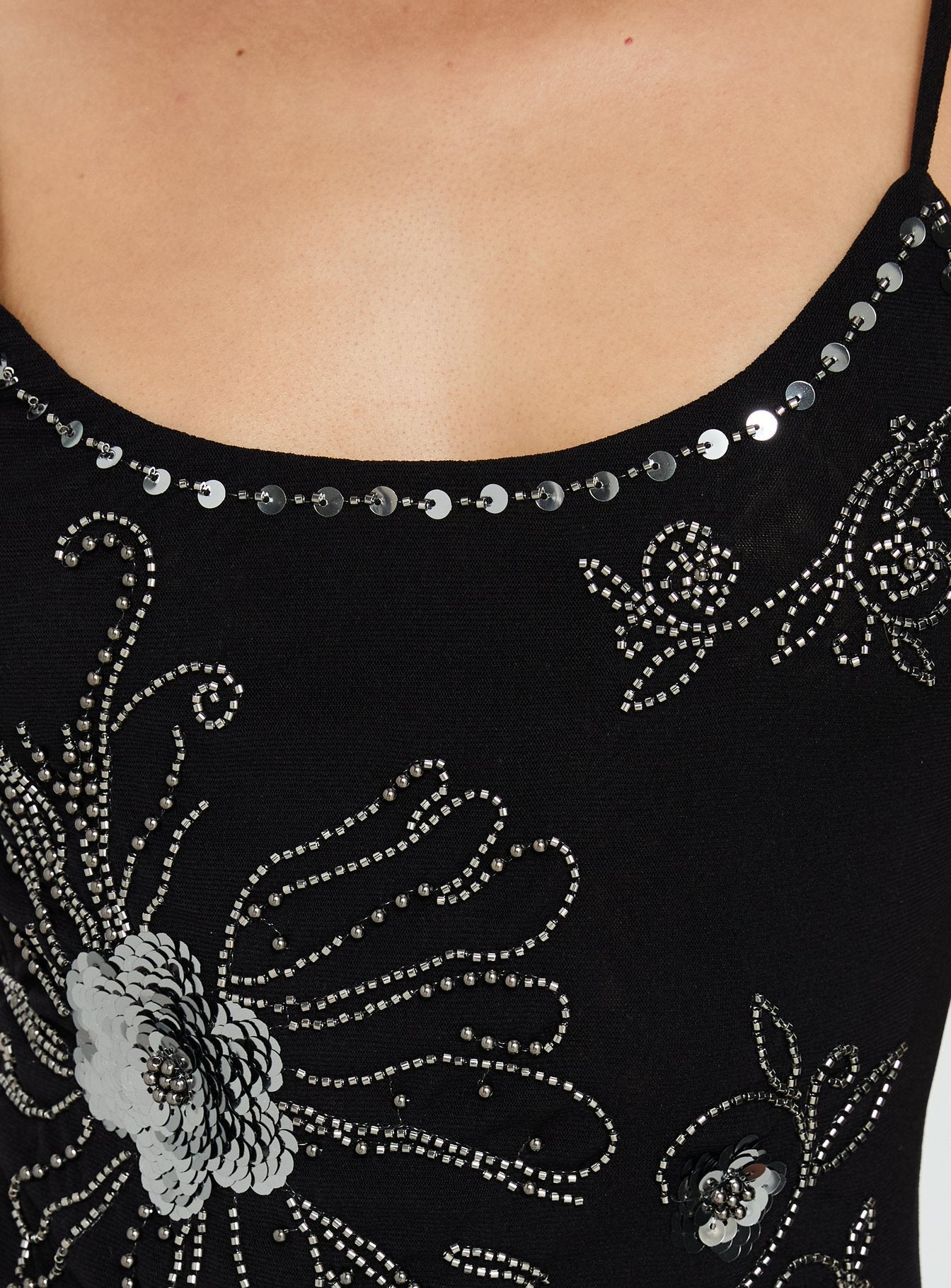 Daphie Beaded Mini Dress Black / Silver
