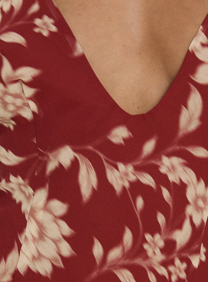 Esmira Halter Mini Dress Burgundy Floral