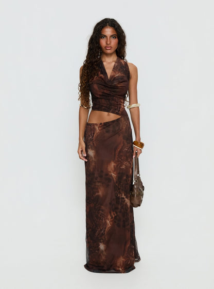 Livara Cowl Cut Out Maxi Dress Multi