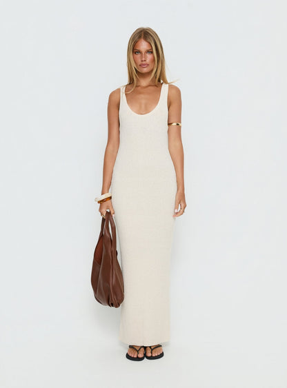 Imirisa Scoop Knit Maxi Dress Cream