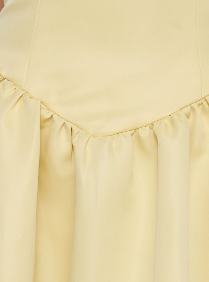 Soft Bloom Drop Waist Strapless Maxi Dress Yellow