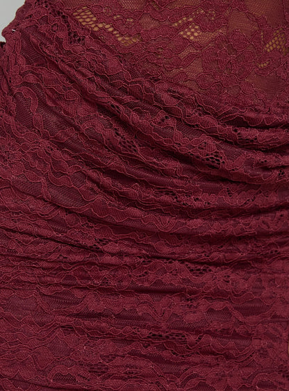 Quinbie Lace Mini Dress Burgundy