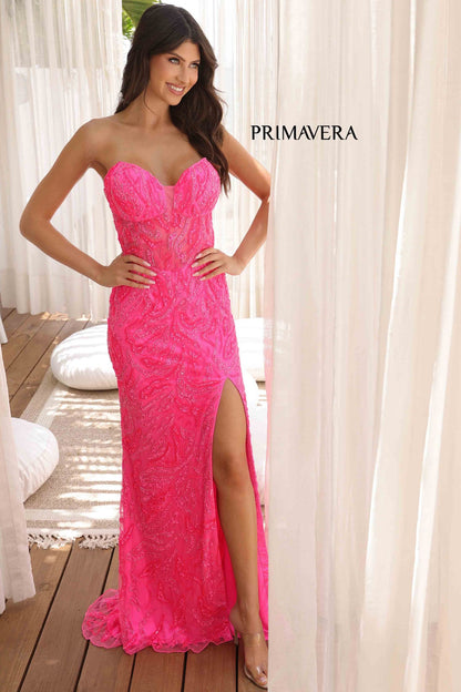 4360 Primavera Strapless Sequin Beaded Gown
