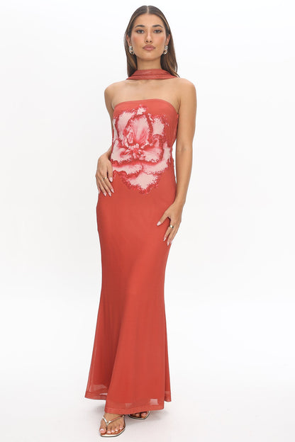 Cleo Maxi Dress Strapless Floral Print Dress