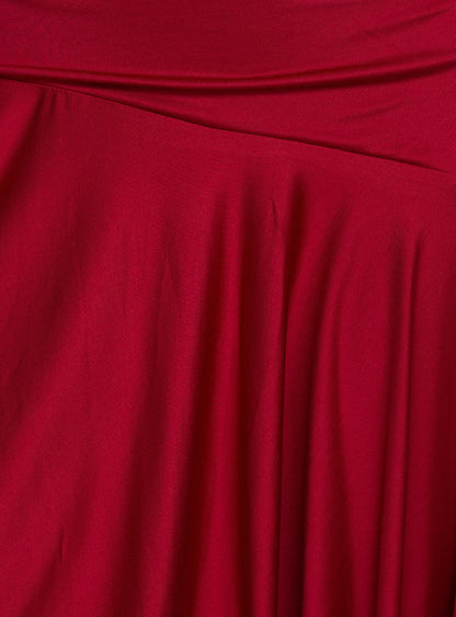Emara Halter Asymmetrical Midi Dress Red