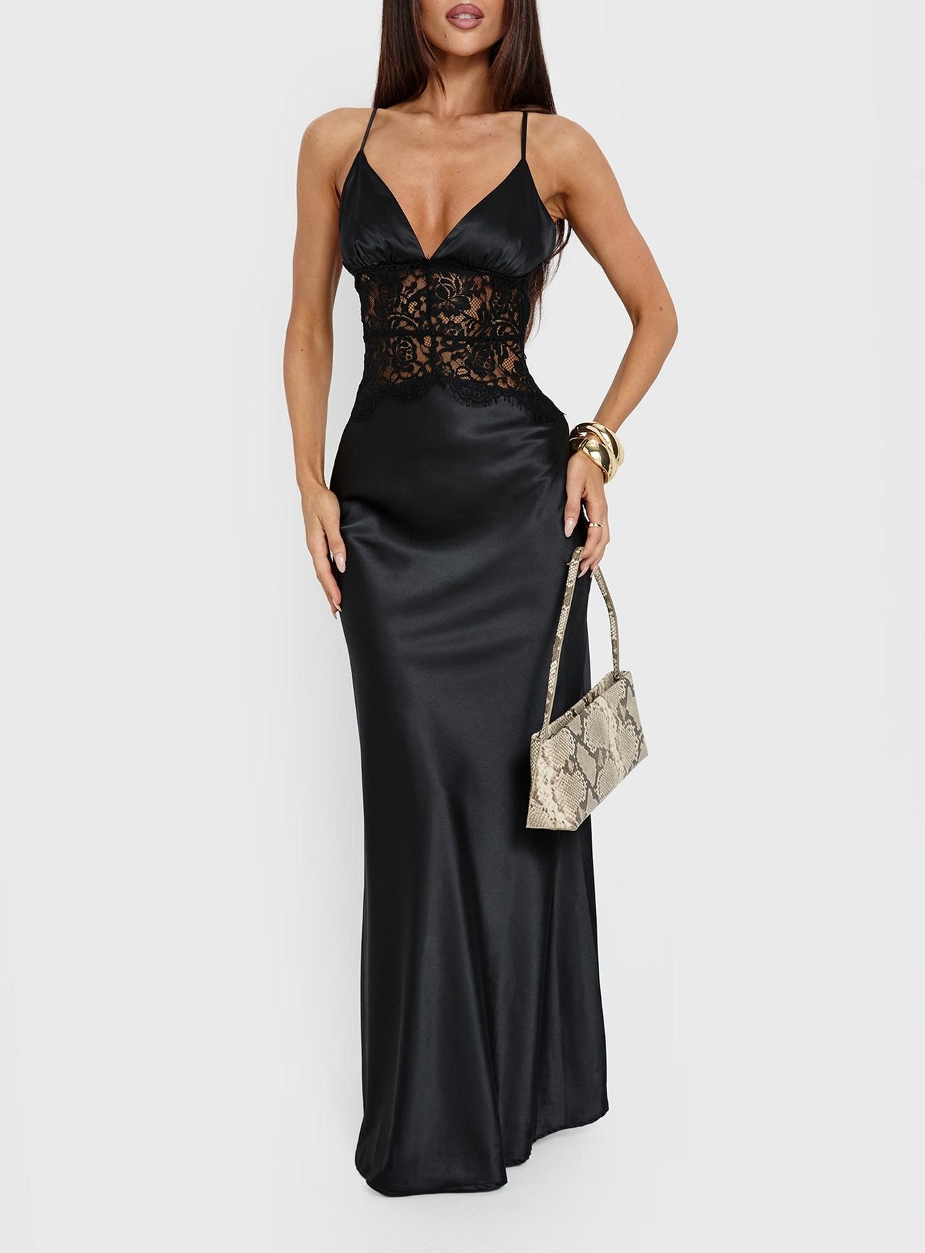 Klairee Lace Maxi Dress Black