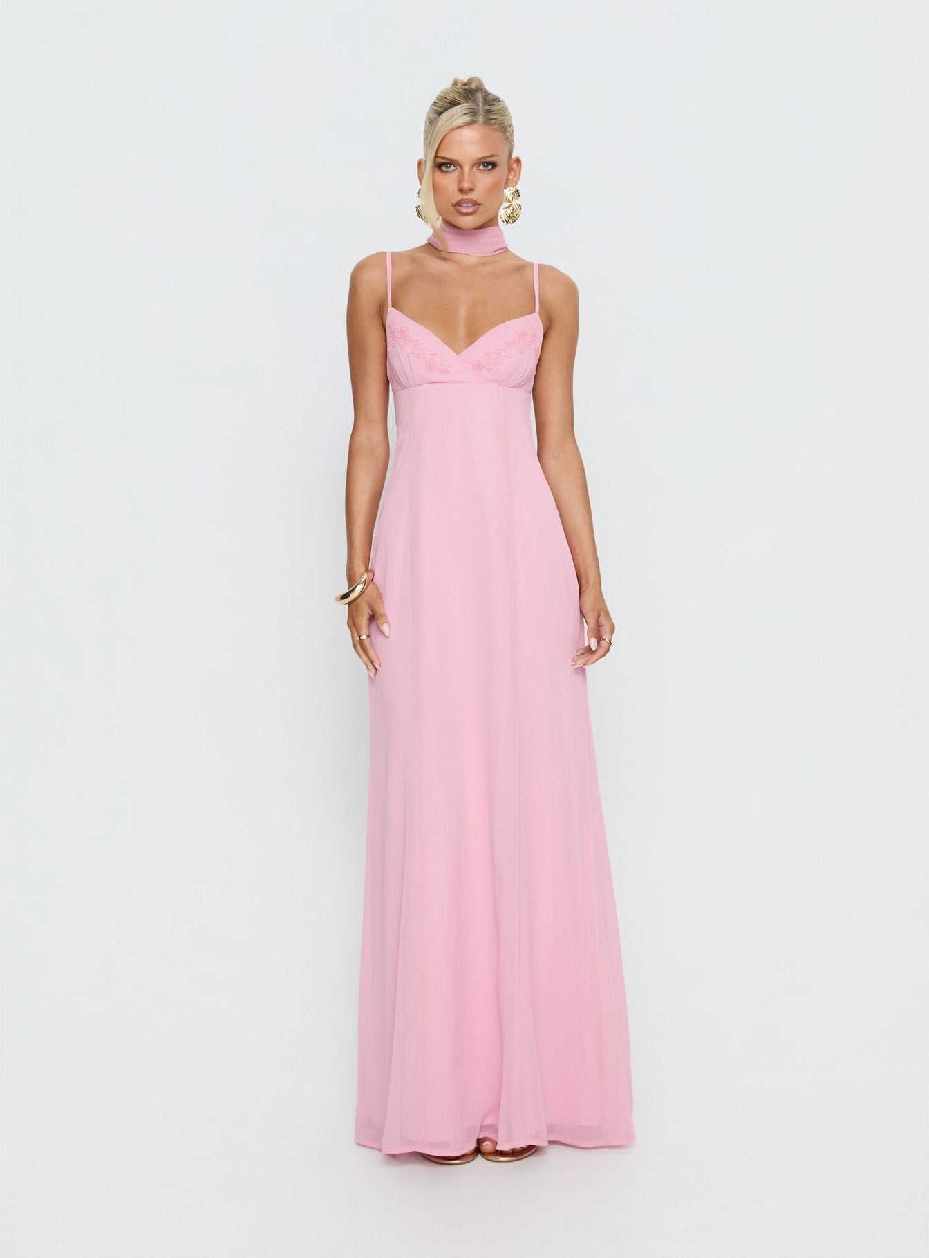 Jadira Scarf Maxi Dress Light Pink