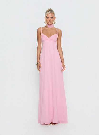 Jadira Scarf Maxi Dress Light Pink