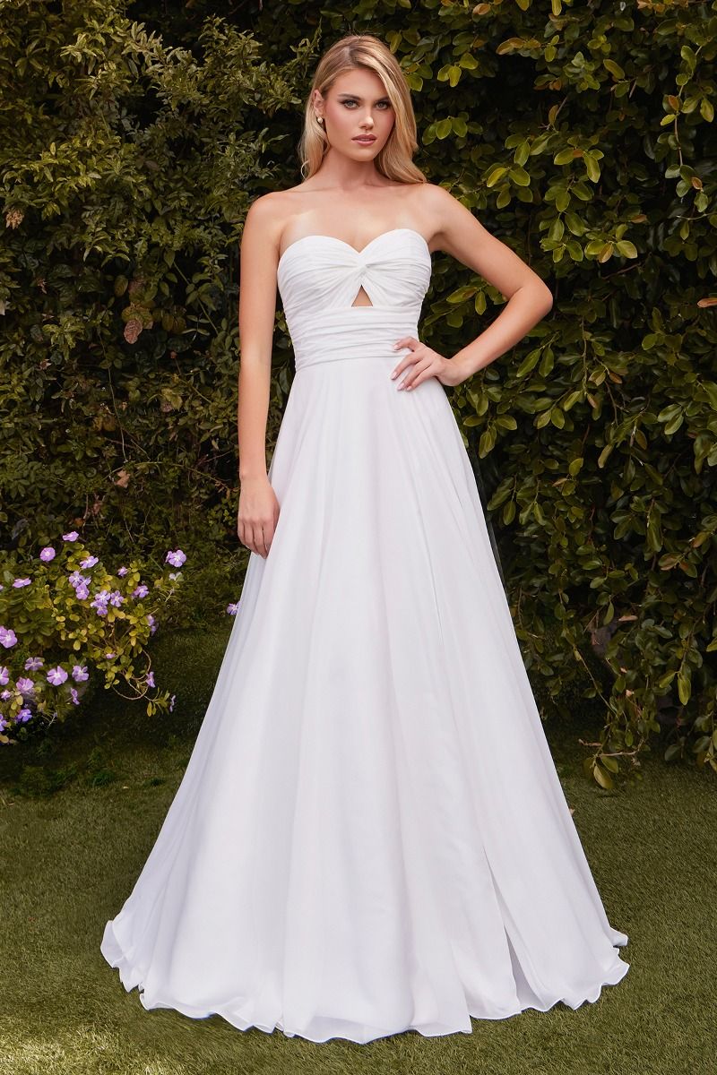 Madigan Gown Off-White STRAPLESS A- SOFT SATIN KEYHOLE DRESS