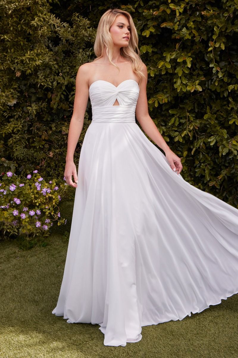 Madigan Gown Off-White STRAPLESS A- SOFT SATIN KEYHOLE DRESS