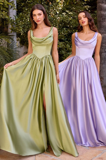 BEATRICE GOWN A- DRESS WITH DRAPED COWL BACK
