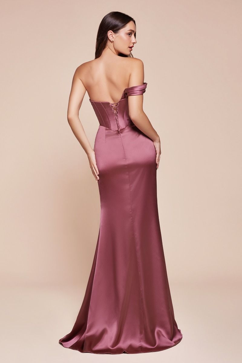 AUDRA GOWN ONE SHOULDER LUXE SATIN CORSET DRESS