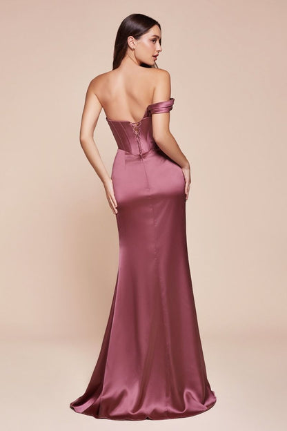 AUDRA GOWN ONE SHOULDER LUXE SATIN CORSET DRESS