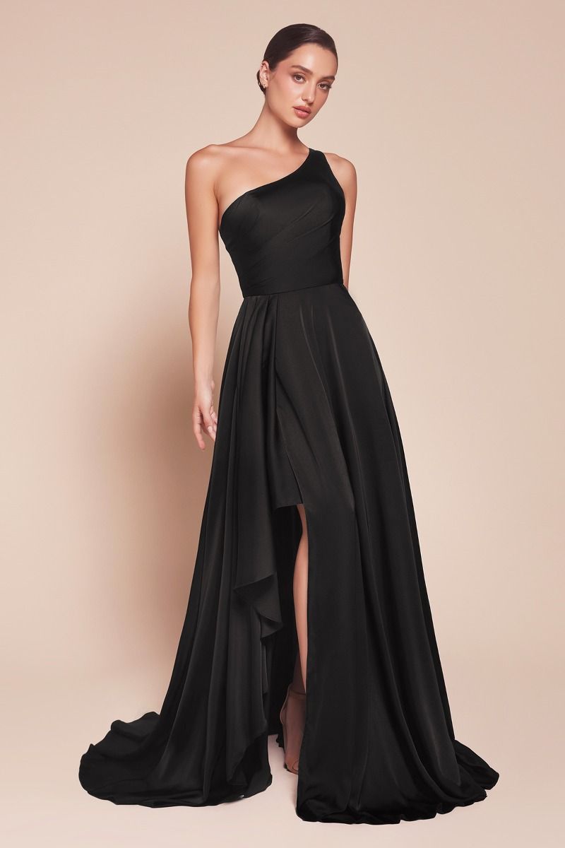 MIRANDA GOWN ONE SHOULDER SOFT SATIN A- DRESS
