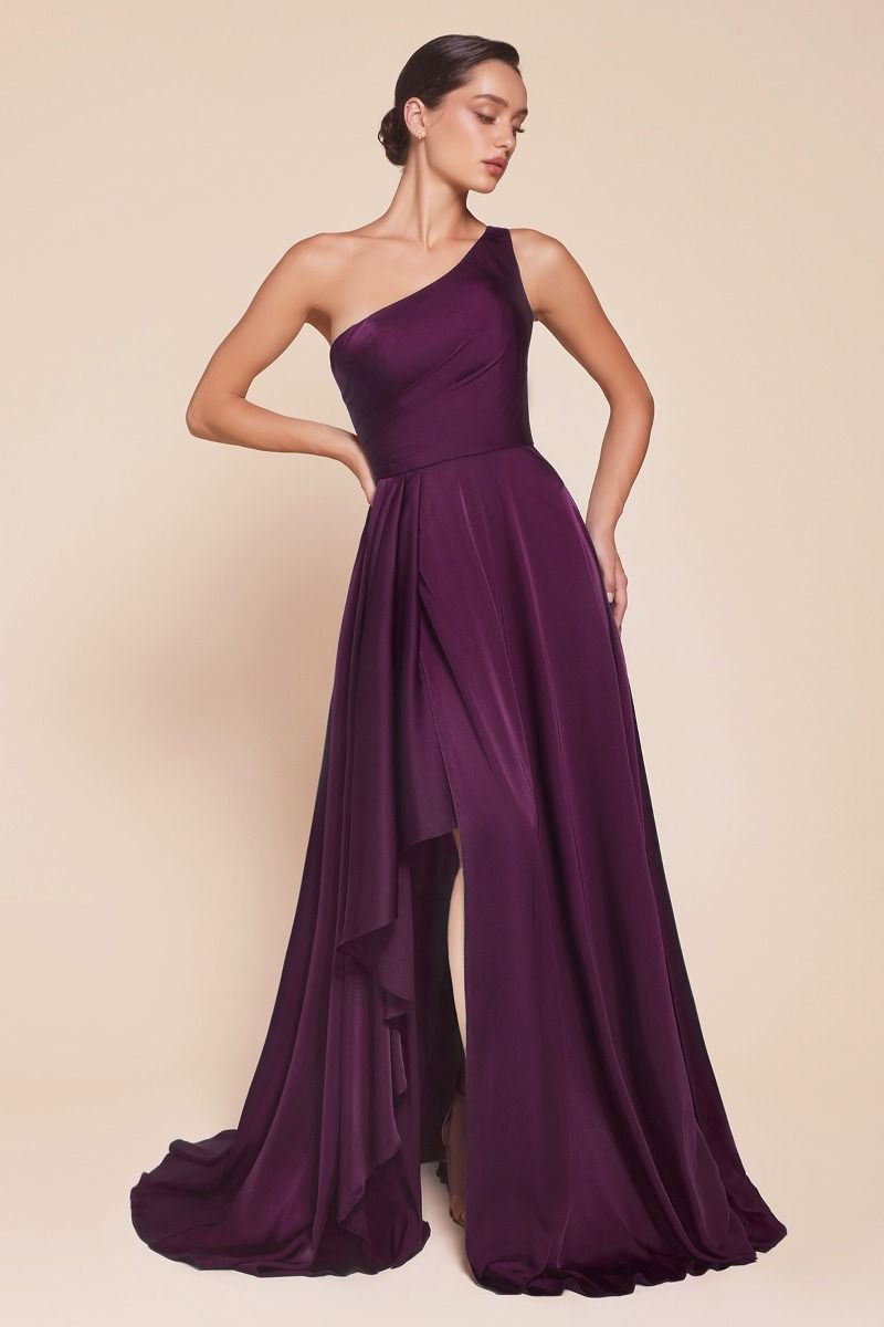 MIRANDA GOWN ONE SHOULDER SOFT SATIN A- DRESS