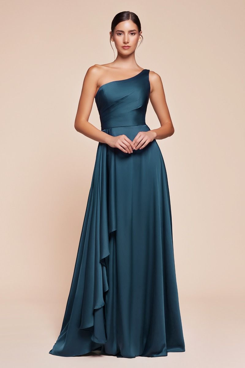 MIRANDA GOWN ONE SHOULDER SOFT SATIN A- DRESS
